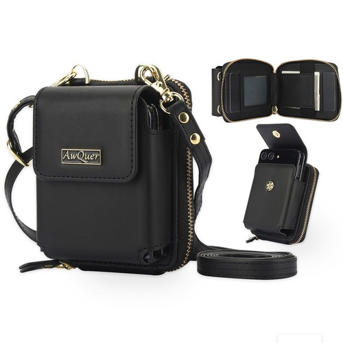 Luxury Leather Crossbody Strap Bag Card Wallet Cover Case For Z Flip 6 5 4 3 - Picture 17 of 18