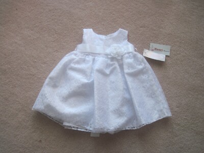 NWT CINDERELLA COUTURE WHITE FLOWER GIRL/PARTY DRESS,INFANT XL, SASH, FLOWER