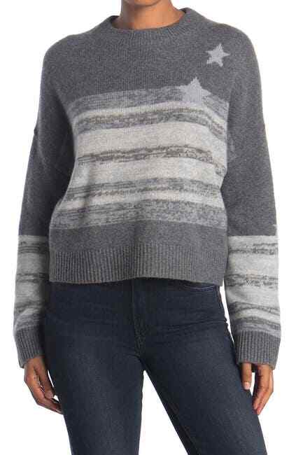 Cashmere Grey And White Star Sweater Rails Virgo Cashmere Wool Blend  Sweater Grey White Stars
