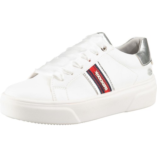 Dockers Damen Sneaker – Schwarzer Textil-Sneaker Mit Weißer Zehenkappe, Bequemer Innenschuh, Gummisohle