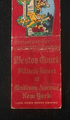 1930s Midget Match Weston Court Restaurant Bar Cocktail Lounge 50th St. NYC NY