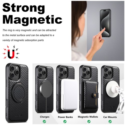 For iPhone 16 Pro Max 15 14 13 12 Case w/Magnetic Ring Stand + Screen Protector - Picture 4 of 6