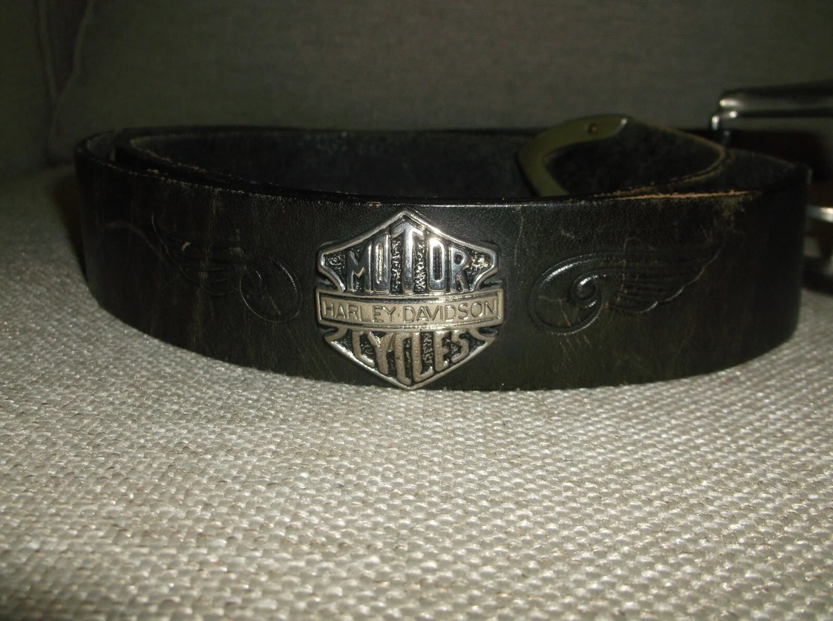 Mens Harley Davidson Bar Shield Logo Black Leather Belt eBay