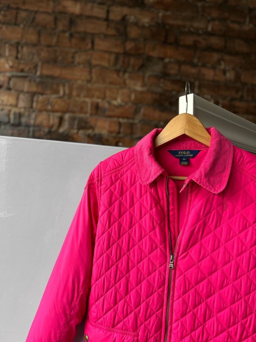 Polo Ralph Lauren Kids Girls Pink Full Zip Quilted Jacket Logo