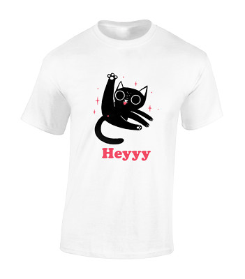 CAT BUM HEYYY MENS T SHIRT FUNNY RUDE CAT KITTEN DESIGN CUTE GIFT TOP NEW