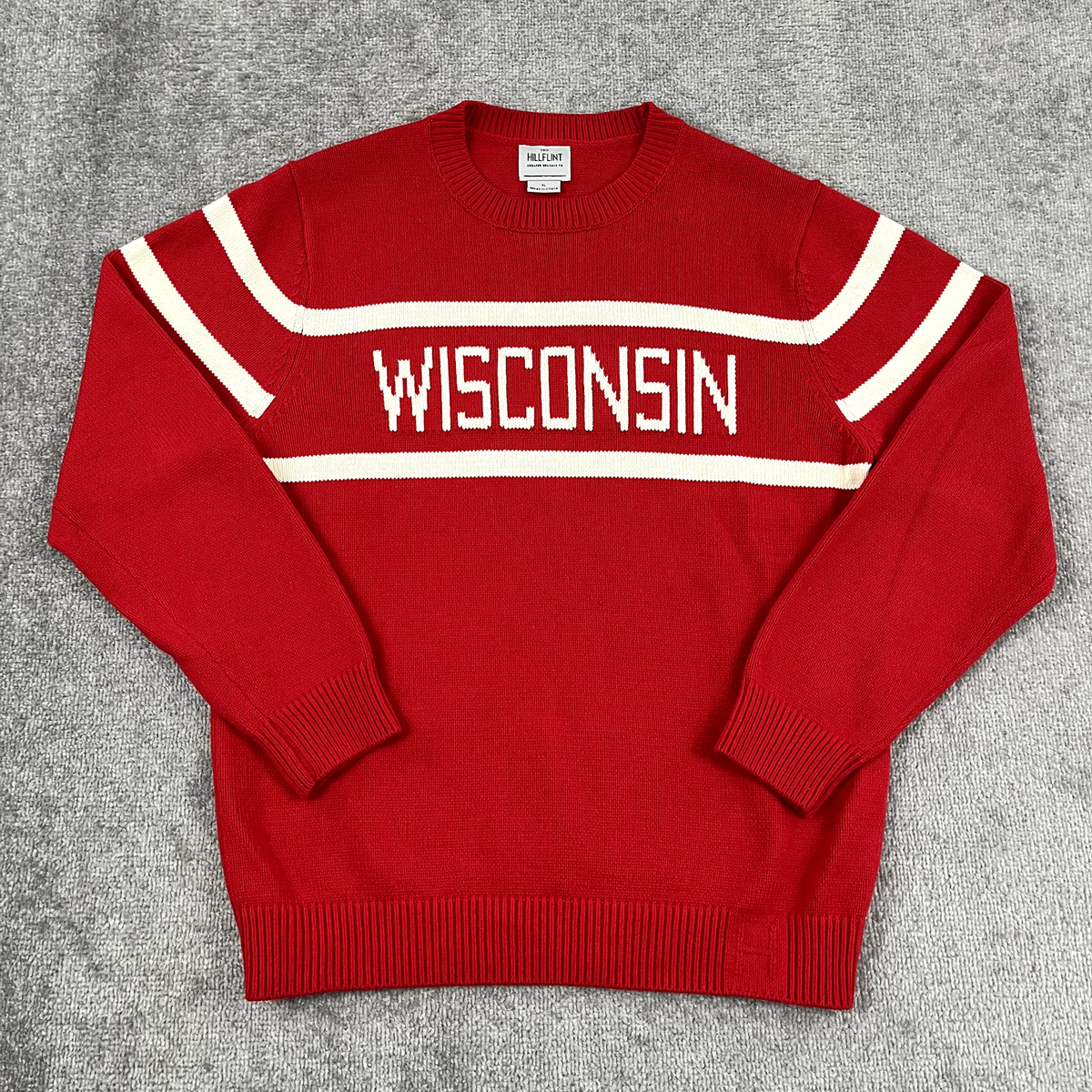 WISCONSIN BADGERS Sweater Mens XL Red Knit Hillflint Crew Neck Pullover  Retro