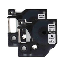 2 Pack Black on White Tape For Dymo D1 40913 LabelManager 260P 9mm Label Maker