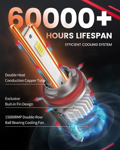 Lasfit H11 LED Headlight Low Beam Bulb 6000K 13000LM Extreme Bright Plug Play - Picture 7 of 13