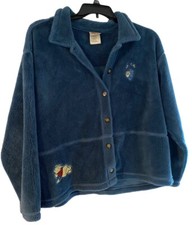 Vintage Winnie the Pooh Disney USA Made Fleece Button Up Jacket Women's Size XL