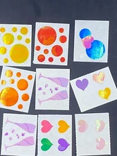 Mrs. Grossman's Sticker Lot of 9 Hologram OPAL Mods Sheets Vintage Hearts 1984