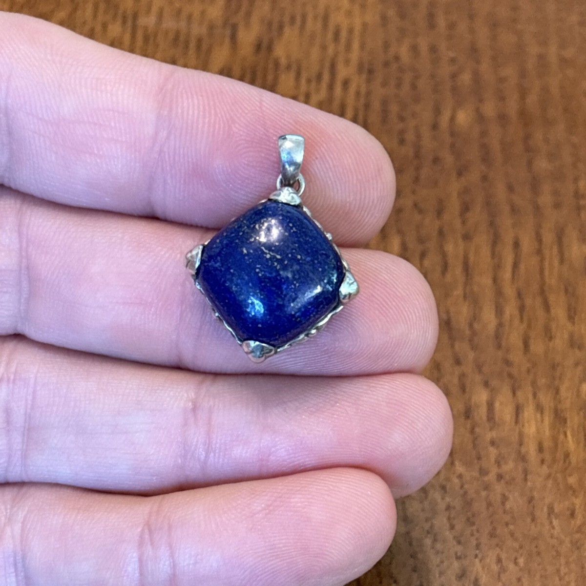 J&T Sterling Silver Lapis Cushion Pendant Intense Blue