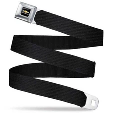 Chevrolet Gold Bowtie Logo Black Webbing Seatbelt Buckle Belt Official Licensed