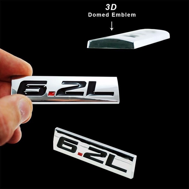 Triple Chrome 6.2L Emblem Badge Fits Hood Fender Door Trunk Interior