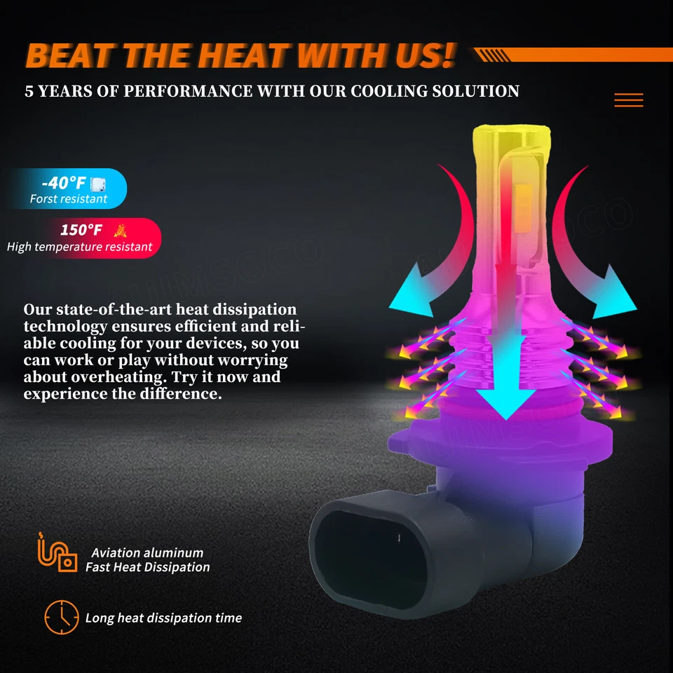 For Lincoln Mark VIII Sedan 2-Door 4.6L 1993-1996 LED Headlights Bulbs High Low - Image 2 of 4