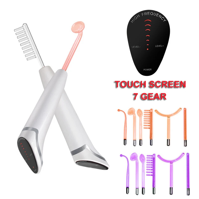 6 IN 1 Wand W/Neon Glass Tube Spot Acne Remover Skin Care Face Beauty Device New