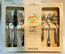 Oneida 6 pc " children's progress" set monogrammed, stainless