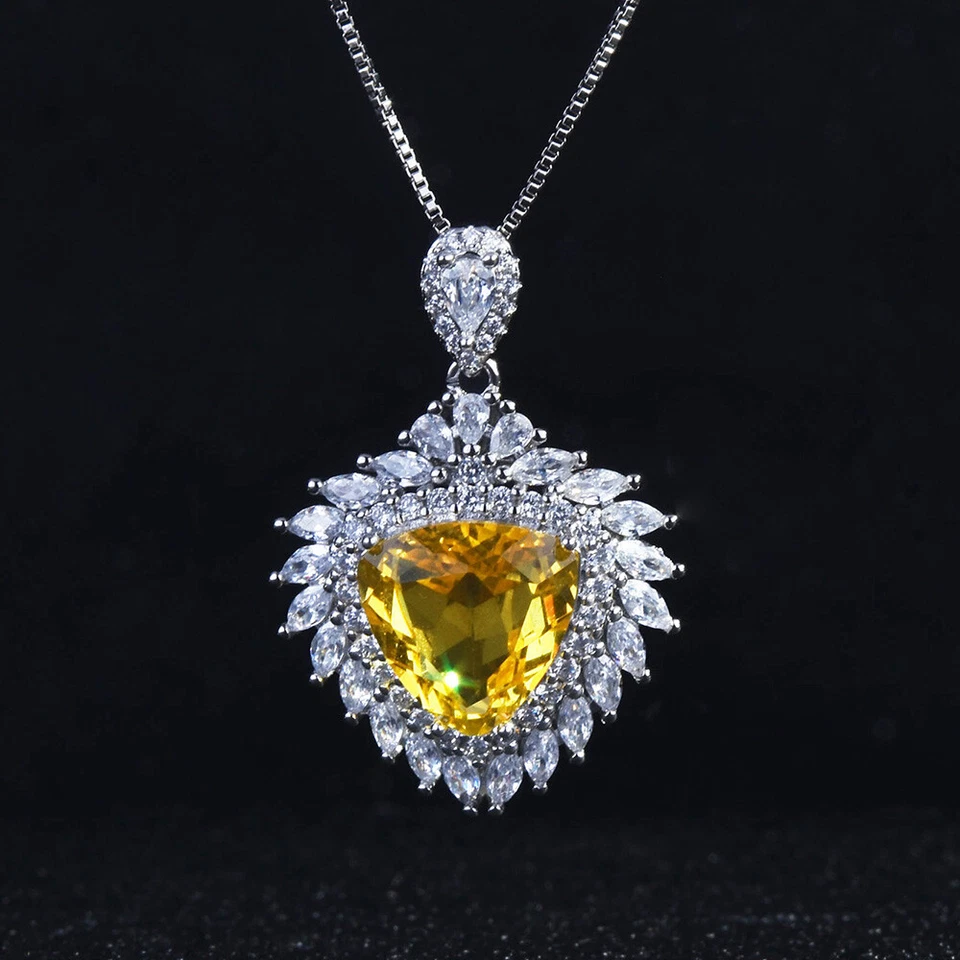 Mujer Regalo Navidad Mezcla Color Brasil Topacio Citrino Piedras Preciosas Collar Colgante Plata Foto 3 de 4