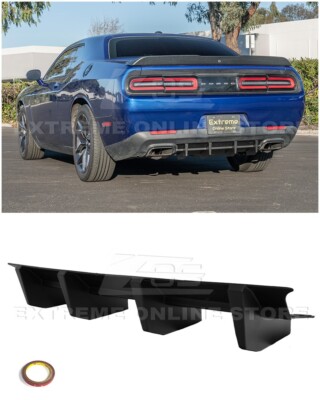For 15-Up Dodge Challenger | SRT Style Matte Black Rear Bumper Add-On Diffuser
