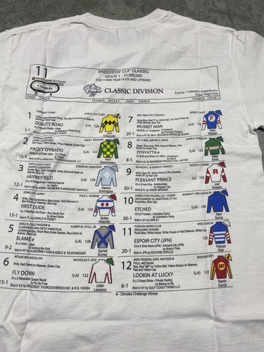 Breeders cup Churchhill down 2010 world championship T-shirt Size Small White - Picture 7 of 8