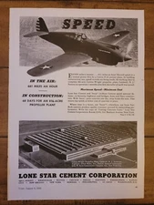 VINTAGE 1941 Lone Star Cement Corporation Print Ad WW2 WWII Curtiss Wright Plant