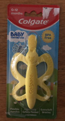 Colgate Butterfly Baby Toothbrush and Teether, Flexible Handles Extra Soft