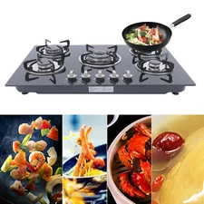 30Inch Built-in 5 Burner Cooktop Stove LPG/NG Gas Hob Countertop Tempered Glass