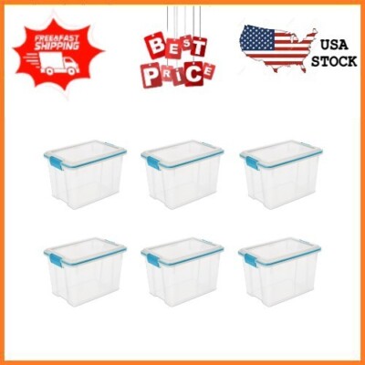 Sterilite 20 Qt. Gasket Box Blue Aquarium Case of 6