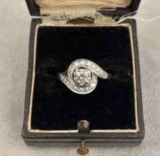 Vintage 14k White Gold Diamond Ring Engagement