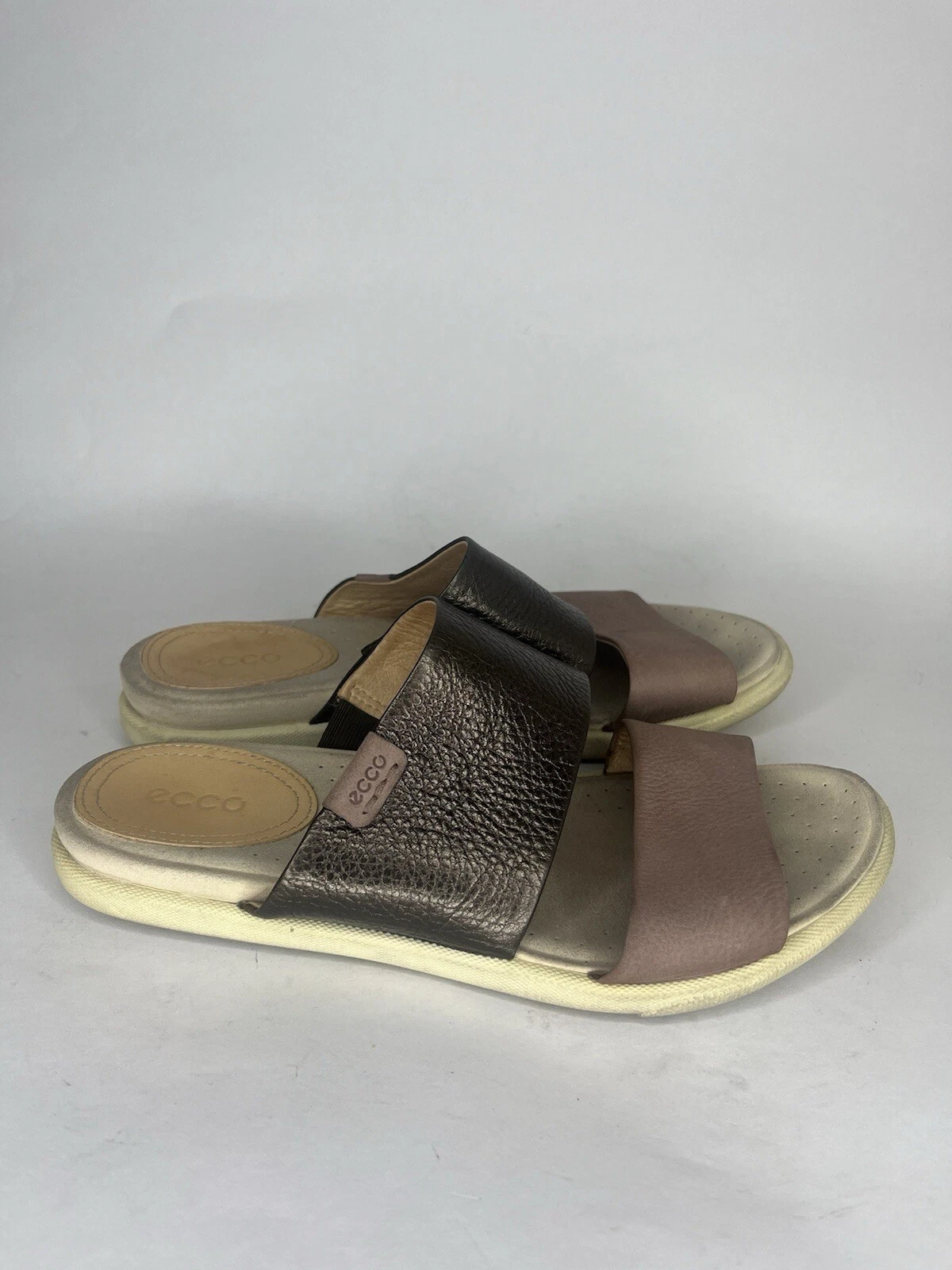 Sandali Ecco Slides doppia cinturino donna taglia 38 US 7 tomaia in pelle