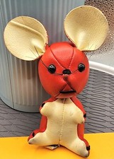 Vintage R. Dakin  Co Red Leather stuffed mouse plush collectable read info