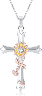Sunflower Cross Necklace Faith Birthday Anniversary Jewelry Gifts for Wife Women