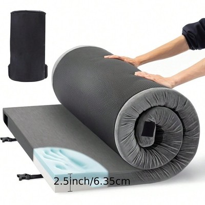 2.5'' Memory Foam Camping Pad Waterproof Roll Up Sleeping Mat Floor Guest Bed Bag