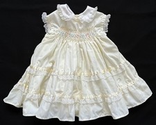 POLLY FLINDERS Yellow Smocked Short Sleeve Vintage Dress Toddler Girls 24 Months