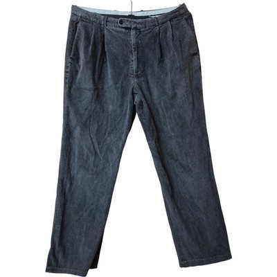 Greg Peters Men's Corduroy Trousers Size 38 Grey Cotton Pleated Made in China