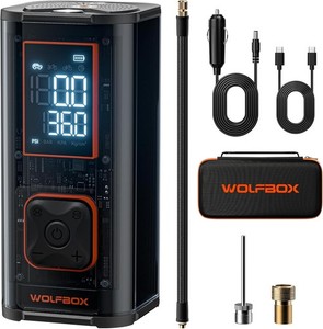 WOLFBOX 150PSI Dual Cylinder Tyre Inflator 58LPM Fast Air Pump 12000mAh Portable