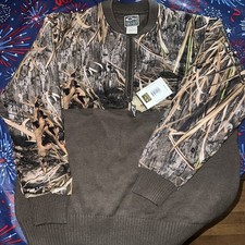DRAKE WATERFOWL CAMO 1/4 ZIP WOOL SWEATER XL SHADOWGRASS HABITAT Mossy Oak SHIRT