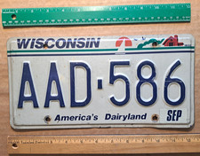 License Plate, Wisconsin, 1988 Base, Passenger, AAD 586