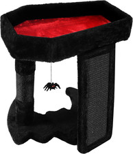 Gothic Cat Tree Tower with Coffin Cat Bed for Indoor Cats, Halloween Spooky Cat