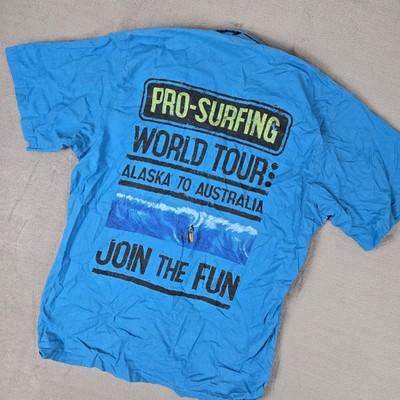 VTG Ocean Pacific Shirt Mens Medium Pro Surfing World Tour Blue USA 80s *READ
