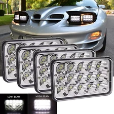 4PCS For Pontiac Firebird Trans Am 1998-2002 4X6" LED Headlights High/Low Beam