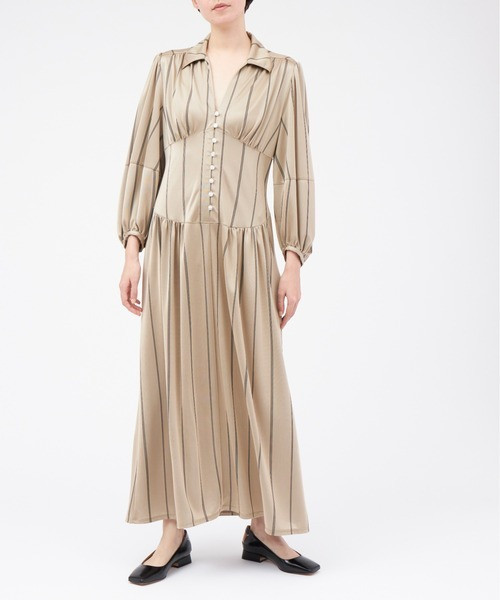 Akane Utsunomiya Long Sleeve Dress 38 Beige Women, Size 38 Akane Utsunomiya Long Sleeve Dress 38 Beige Women, Size 38