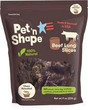 Pet 'n Shape Beef Lung Dog Treats – Made and 9 Ounce (Pack of 1), Brown 