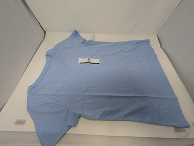 TIME AND TRU WOMEN'S COTTON V-NECK TEE SHORT SLEEVES - SIZE: XS  - POLISHED BLUE