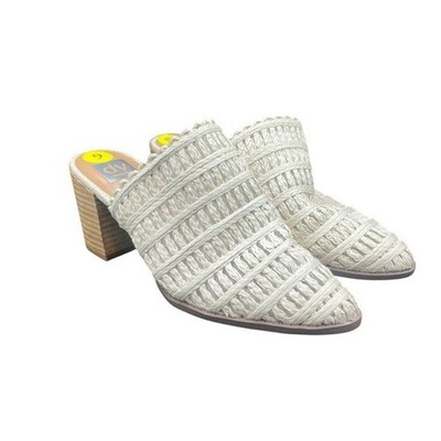 DV by Dolce Vita Woven Mules Women's  9 Cream Stacked Block Heel Faux Leather