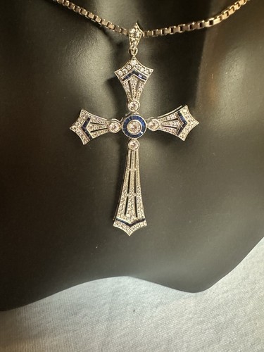 Art Deco Edwardian Cross Pendant Sterling Silver Fashion