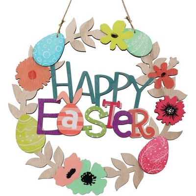 Wellsign Easter Wreath Decorations for Front Door Outdoor, 12 Inch Colorful