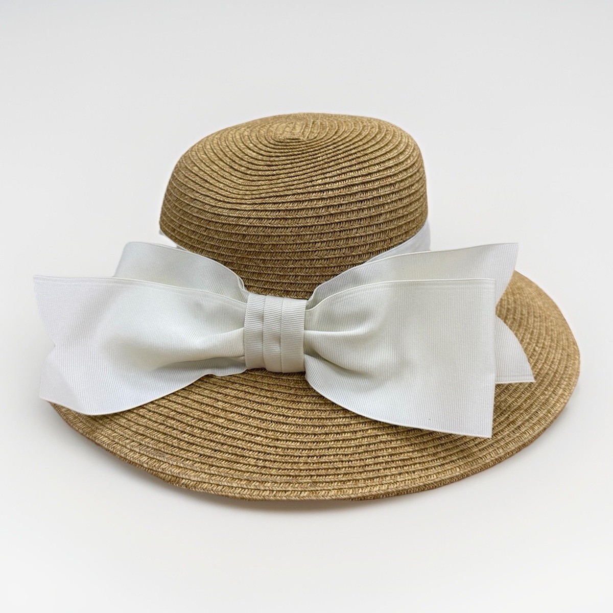 Womens Hepburn Wind‎ Straw Sun Hat Tan Cream Grosgrain Ribbon Bow Resort Beach 6314983-81222847-01282026-  main image 4