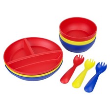 Toddler Feeding Set 3-Pack Plates Bowls and Sporks Eco-Friendly Reusable
