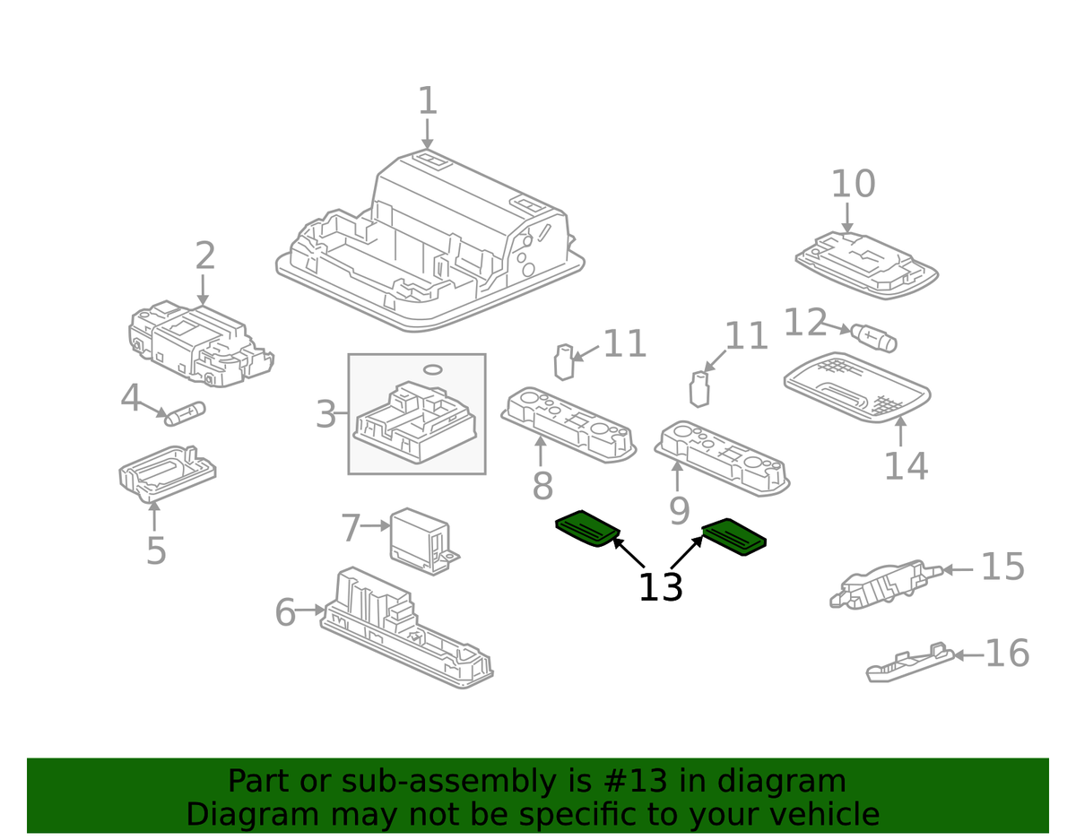 Genuine Honda Dome Lamp (Right) Lens 34401-SEP-A01 | Genuine OEM