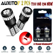 2X Super RED 168 194 2825 LED Parking Lamp Light Bulbs Error Free AUXITO 12-24V